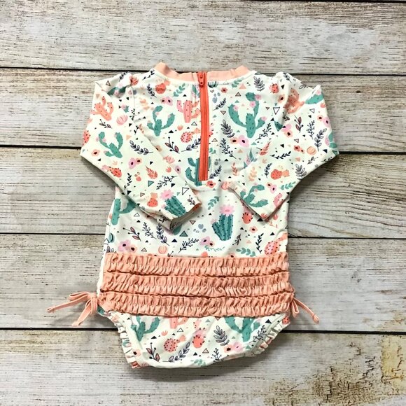 Ruffle Butts Toddler Girls UPF 50+ Long Sleeve Rash Guard SwimsuitSize 18-24M - Picture 8 of 14